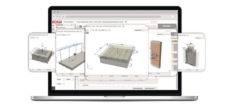 Software de diseño estructural PROFIS Engineering Suite Software de diseño de anclajes de ingeniería estructural con códigos y aprobaciones, cálculos del método de elementos finitos basados en componentes y una variedad de métodos de fijación Aplicaciones 1